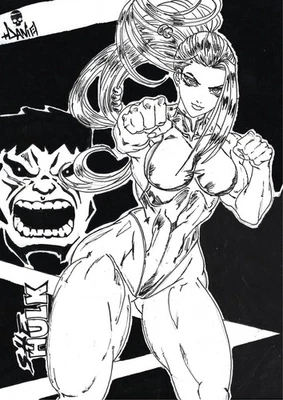 💥She-Hulk (09"x12") original comic art by Daniel JP - TramaStudio💥 - Image 1 of 4