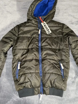 Superdry Hooded Full Zip Sports Polar Puffer Jacket Mens Size Small Green NWT - Image 1 of 4