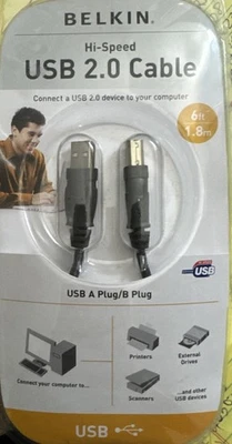 Belkin Hi-Speed 6ft USB 2.0 Cable F3U133v06 - Image 1 of 3