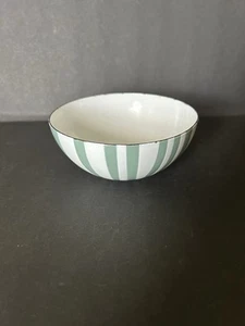 Small Vtg Catherine Holm Sea Green Striped Enamel Bowl 5.5 in. - Picture 1 of 4