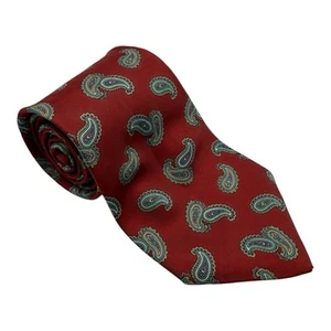 Tie Vintage Christian Dior Silk PARIS Red Paisley Ties Men's Luxury Formal - Picture 1 of 7