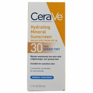 5 Pack CeraVe Hydrating 30 Face Sheer Tint Mineral Sunscreen, SPF 30, 1.7 oz - Picture 1 of 2