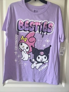 Hybrid Apparel Kuromi My Melody Besties 3D Grafik T-Shirt Damen Lila XL - Bild 1 von 7