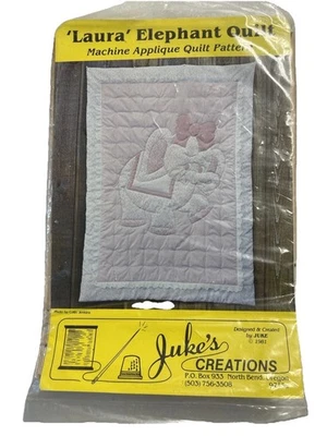 Laura Elephant Quilt Pattern Machine Appliqué Jukes Creations Vintage 1981 - Image 1 of 4