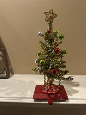 "Árbol de Navidad vintage y adorno base de hierro fundido soporte para medias 12"" raro pesado" Foto 1 de 4