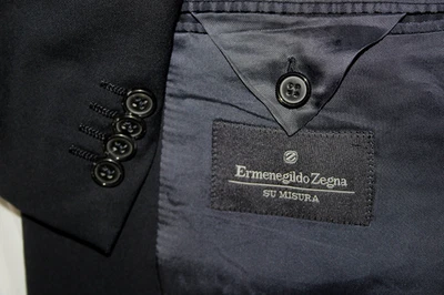 ERMENEGILDO ZEGNA Men's 50R Black Su Misura Blazer Italy 3B No Vent Wool Jacket - Image 1 of 4