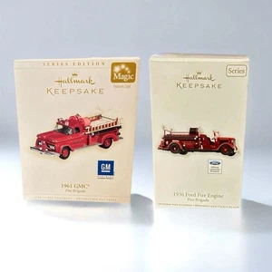 Hallmark Adornos Navidad Bomberos Brigada Die Cast #10 y #4 - Imagen 1 de 12