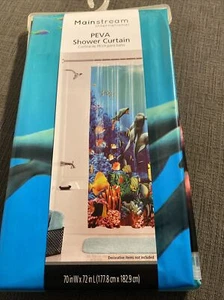 DOLPHIN Peva Coral Reef Shower Curtain Vibrant Colors 70" x 72" NEW - Picture 1 of 3