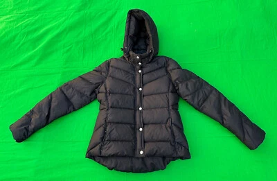 Vintage J.Crew Women's Black Puffer Down Hooded Jacket Size L. - image 1 of 4