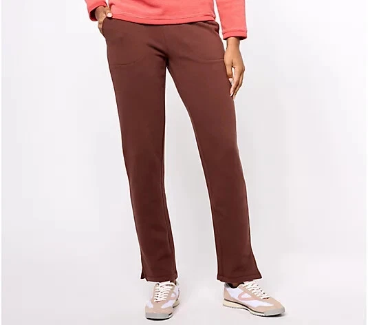 Denim & Co. Active Jersey 普通郁郁葱葱内衬直筒裤咖啡 M A620745 — 第 1/1 张图片