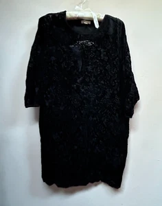 Silence + Noise Womens 3/4 Sleeve Black Textured Tunic Top Open Back Damask XS - Picture 1 of 8