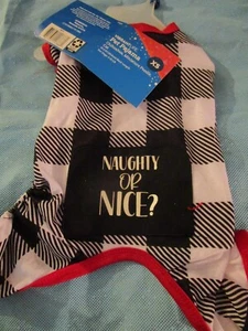 Vibrant Life Dog Pajamas Holiday Naughty Nice Pet Pajamas Extra Small XS - Picture 1 of 5