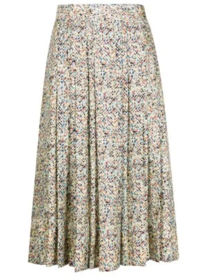 Tory Burch 100% Silk Skirt Womans 14 Abstract Print Pleated Knee Length Pockets - Image 1 of 4