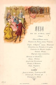 MENU FRANKREICH DU 22 AVRIL 1897 - Bild 1 von 2