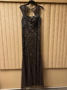 Adrianna Papell Gunmetal Evening Dress Size 18 - Picture 1 of 2