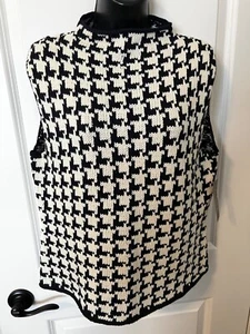 NWT JOHN PAUL RICHARD L KNIT SWEATER HOUNDSTOOTH BLACK WHITE GORGEOUS!! - Picture 1 of 4