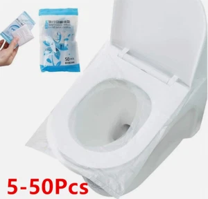 5-50Pcs Clear Disposable Toilet Seat Cover Flushable Hygienic Health Camping US - Picture 1 of 22