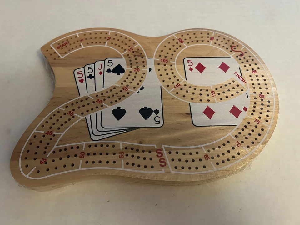 THICK WOODEN 29 CRIBBAGE BOARD - 3 TRACKS INCLUDING PEGS 18cm x 26cm - Image 1 of 2