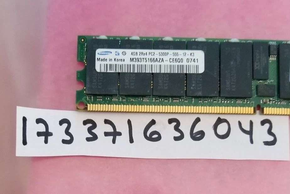 4GB 2RX4 DDR PC2-5300P  DDR2-667 5300P 667MHZ 240PIN  RDIMM SINGLE RANK  512X4  - Image 1 of 1