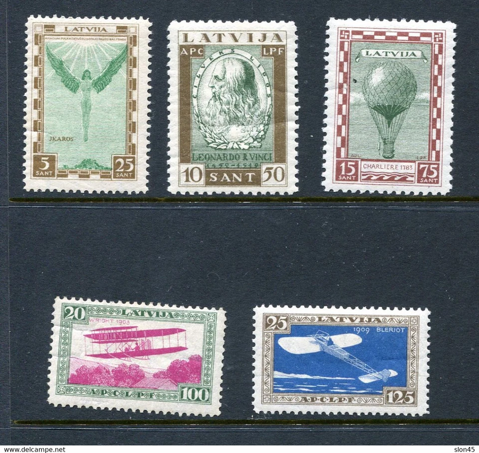 Letonia 1932 Correo Aéreo Semi Postal Leonardo DA Vinci Perf MH 13989 Foto 1 de 2