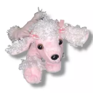Unipak Plush Poodle Dog Pup Nursery Decor Stuffed Animal Ribbon Bows Pink 7" - Picture 1 of 7