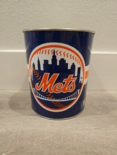 New York Mets Baseball Metal Trash Can Small Popcorn Bucket 2005 Official Tin