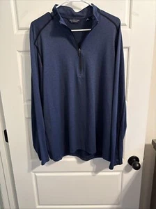 camicia uomo roundtree e yorke 1/4 zip manica lunga blu XL - Foto 1 di 5