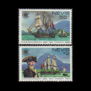 Nevis, Sc #167-68, Cpl. set, MNH, 1983, Ships, HMS Boreas, Lord Nelson