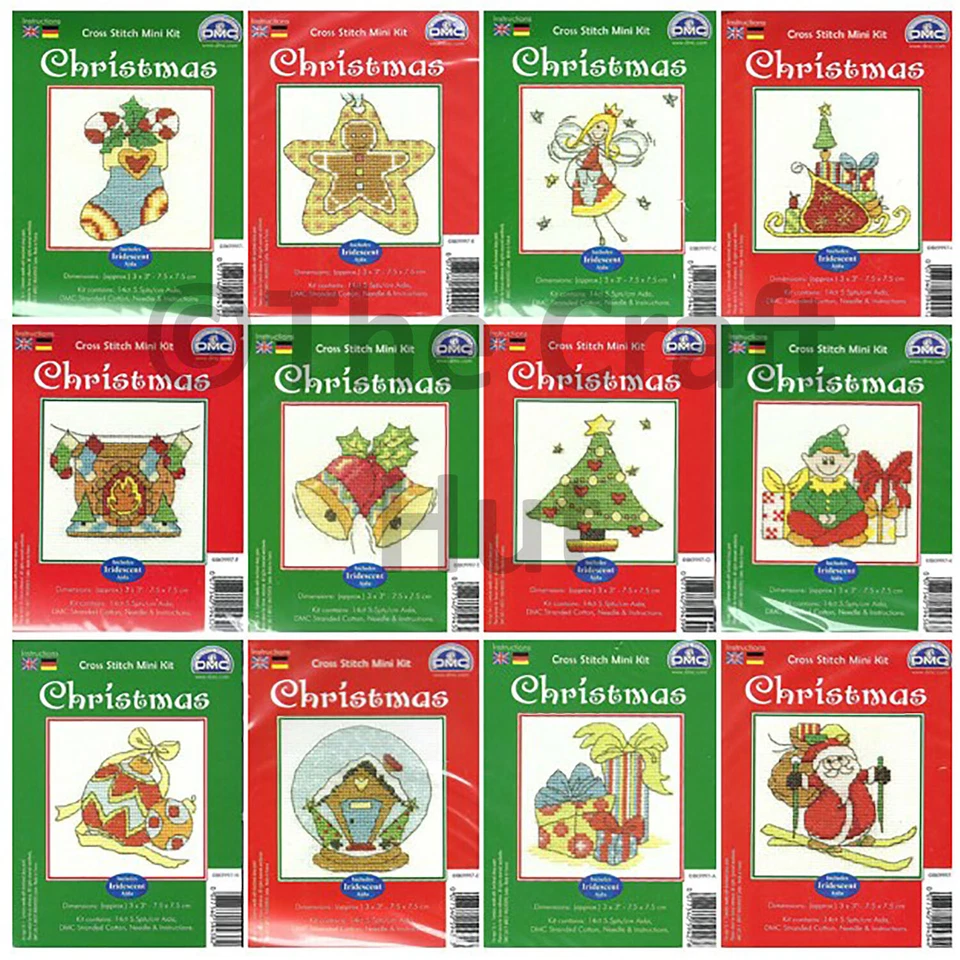 DMC Christmas Mini Fun Counted Cross Stitch Kits with Iridescent Aida New - Image 1 of 1