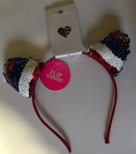 kids cat ear headband red white blue flip sequin The Childrens Place Nwt - Picture 1 of 4