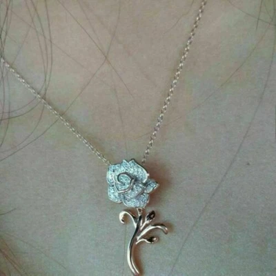 1.50Ct Round Cut Lab Created Diamond Rose Shape Pendant 14K Rose  Gold Finish - Image 1 of 3