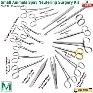 Kit de cirugía de esterilización veterinaria quirúrgica extirpación de ovarios dentista veterinario instrumentos de laboratorio - Imagen 1 de 12