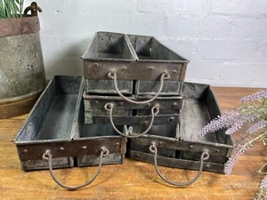 Vintage Rustic Galvanised Metal Candle Herb Planter Pen Desk Cutlery Bread Tray - Picture 1 of 12