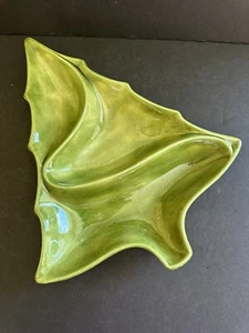 Vintage 1972 Atlantic Mold 11.5” Green Christmas Tree Divided Candy/Nut Dish - Picture 1 of 21