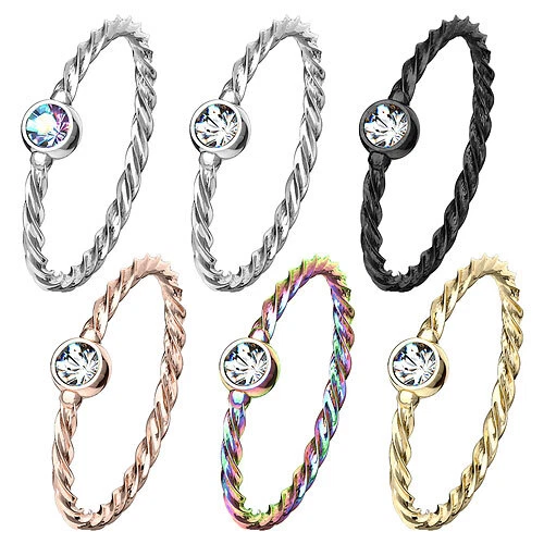 Nasenpiercing Septum Universal Ohrpiercing Tragus Helix Ring mit Kristall - Bild 1 von 1