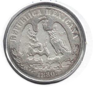 1880 A.L MEXICO 50 CENTAVOS COIN ALAMOS MINT / RARE - Picture 1 of 2