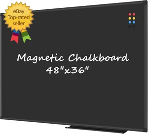 Magnetic Chalk Board 48" X 36" | Wall Mounted Chalk Black Bulletin Board with Pe - Picture 1 of 12