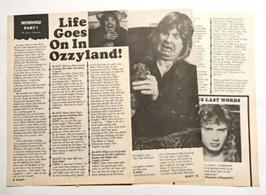OZZY OSBOURNE / BLACK SABBATH / 3 PAGE MAGAZINE ARTICLE / INTERVIEW COMPLETE (4) - Picture 1 of 2