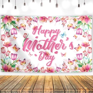Mothers Day Backdrop Mother’S Day Banner Best Mom Flower Decor Mom Day Gifts Hap - Picture 1 of 6