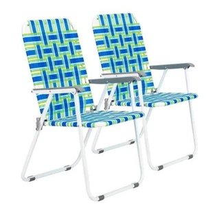 2 Pcs Folding Webbed Lawn Beach Chair,Heavy Duty Portable Chairs for Outside - Picture 1 of 8
