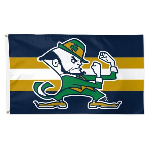 NOTRE DAME FIGHTIN IRISH LEPRECHAUN HORIZONTAL STRIPE 3'X5' DELUXE FLAG WINCRAFT Cover
