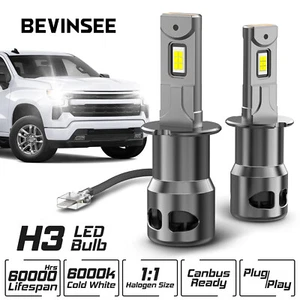 Bevinsee Z26 H3 LED Headlight Fog Light Bulbs Canbus Error Free 6000K 12000LM - Picture 1 of 8