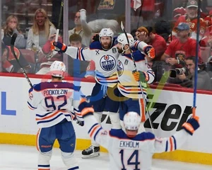Leon Draisaitl 2025 Stanley Cup Final Game 4 OT GWG Oilers 8x10 NHL Hockey Foto - Imagen 1 de 1