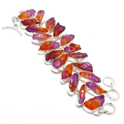 Brazalete hecho a mano de piedras preciosas druzy ametrino superior joyería tamaño 8 pulgadas Foto 1 de 3