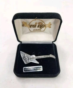Hard Rock Cafe Philadelphia Mini Sterling Silver Explorer Guitar HRC Logo Pin - Picture 1 of 7