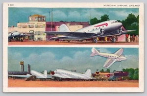 Chicago Municipal Airport Postkarte WB - Bild 1 von 2