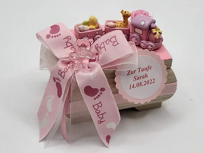 Geldgeschenk Mädchen mit Namen rosa Zahndose Kiste Baby Taufe Geburt - Bild 1 von 2