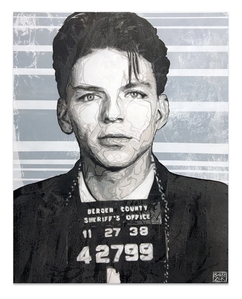 Pintura original Frank Sinatra "Ol' Blue Eyes", 24x30 pulgadas, sobre lienzo Foto 1 de 1