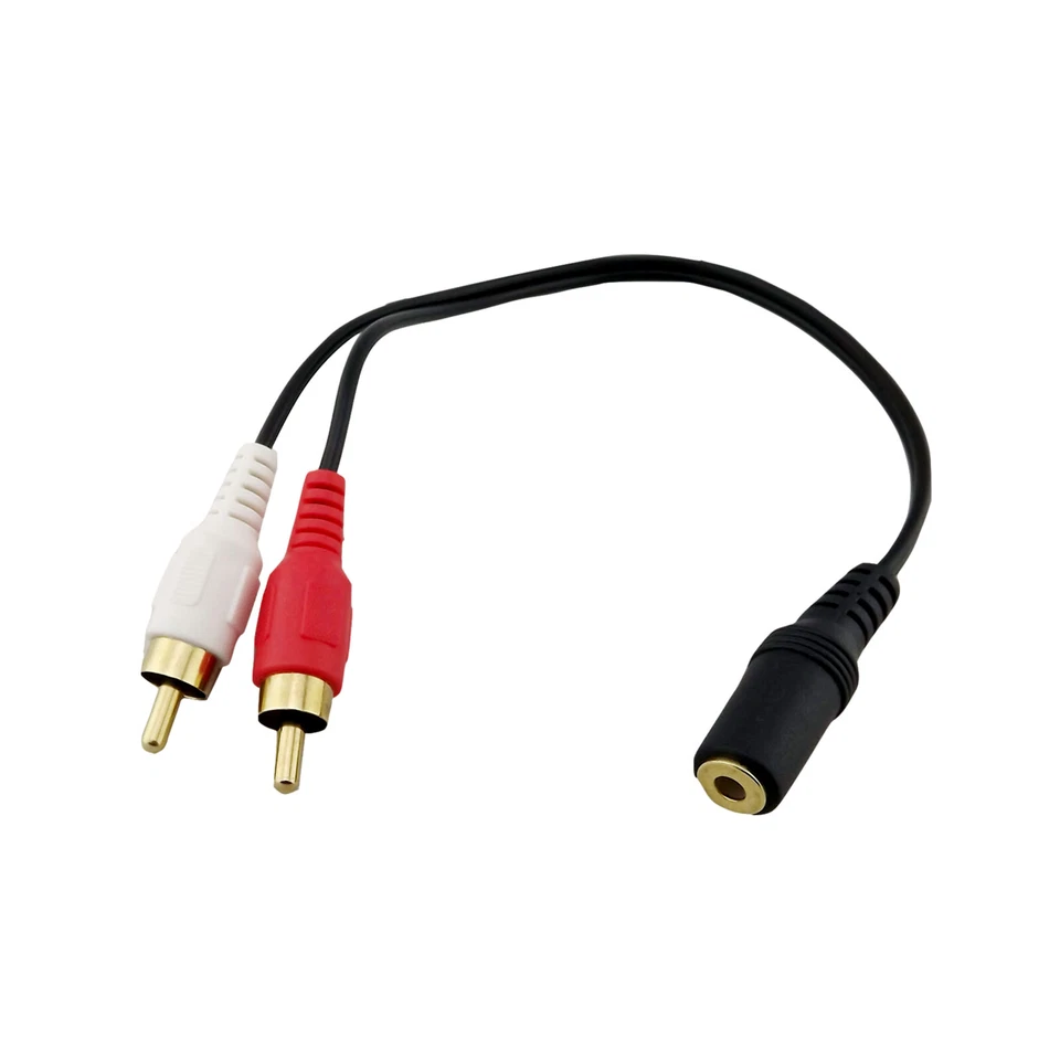 3.5mm 1/8" Mini Jack Stereo Female To 2 RCA Male Plug Adapter Audio Y Cable Gold - Image 1 of 1