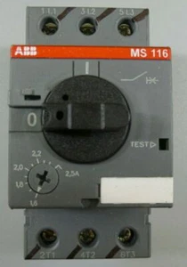 ABB MS116 Manual Motor Starter 1SAM250000R1006 1.6 to 2.5 Amp 3P - Picture 1 of 3